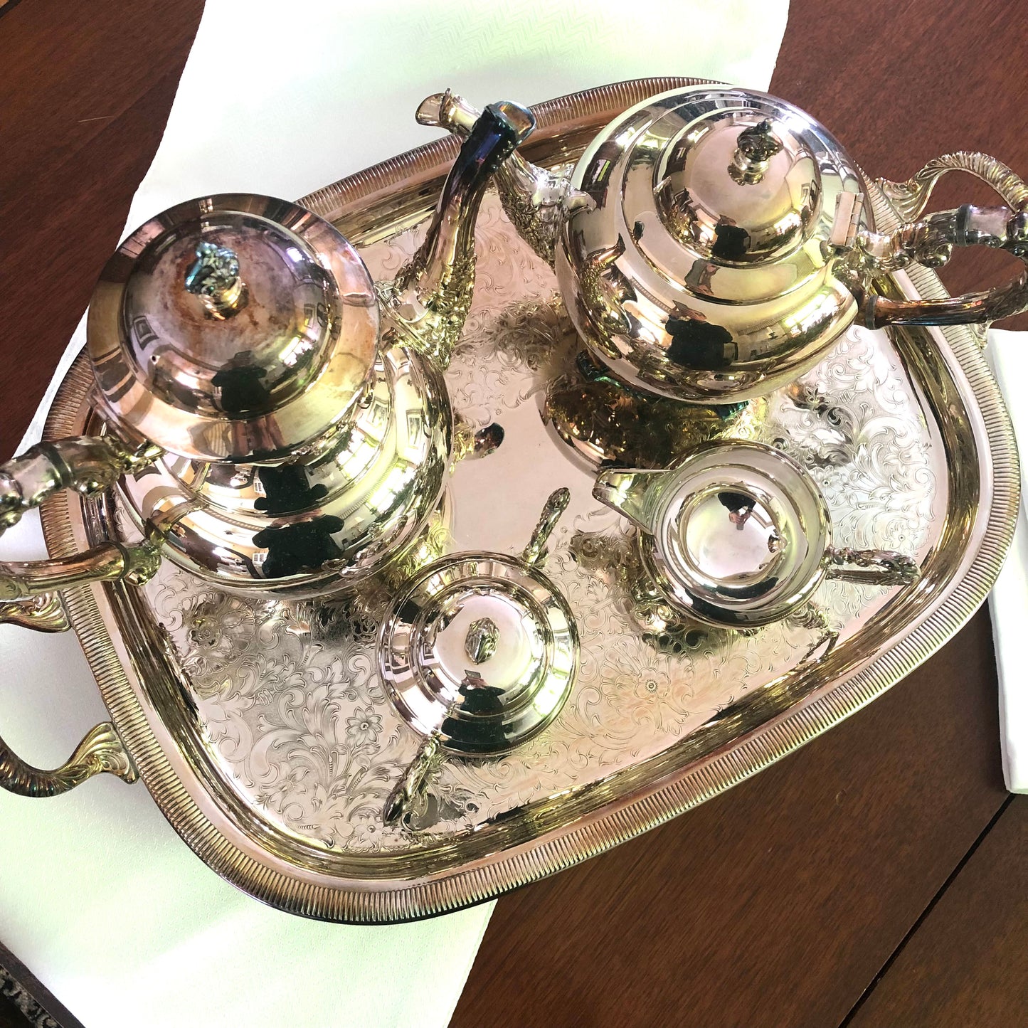 WM. A. Rogers Silver Plated Copper Tea & Coffee Service