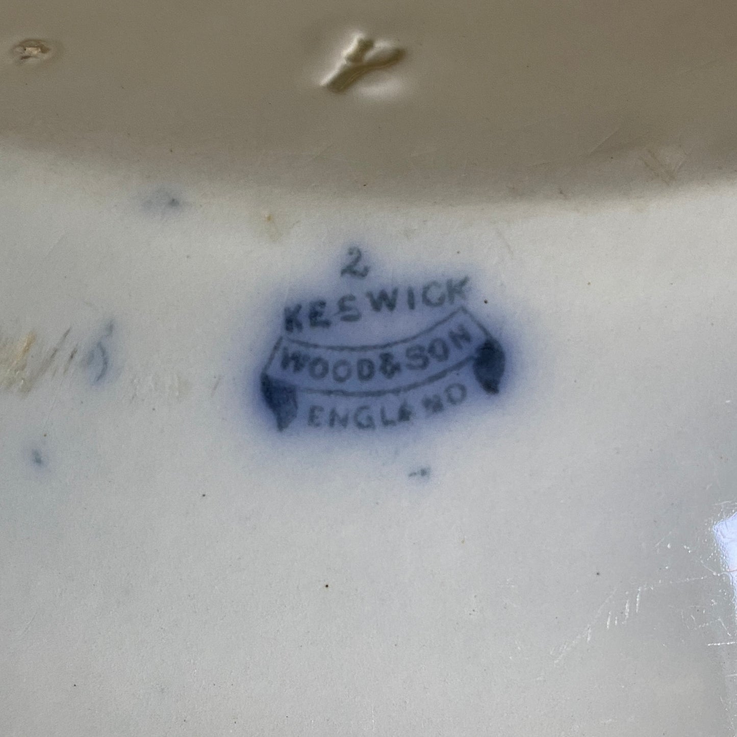 Flow Blue Oval Serving Bowl by Wood & Son Keswick Pattern