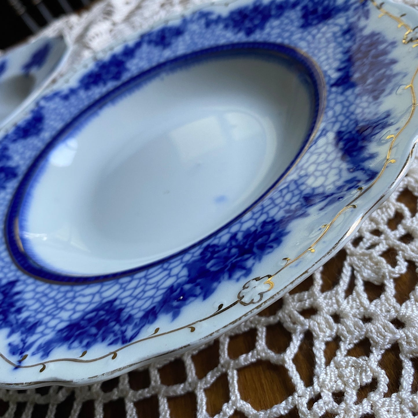 Flow Blue Soup Bowl by Wedgewood & Co., Phyllis