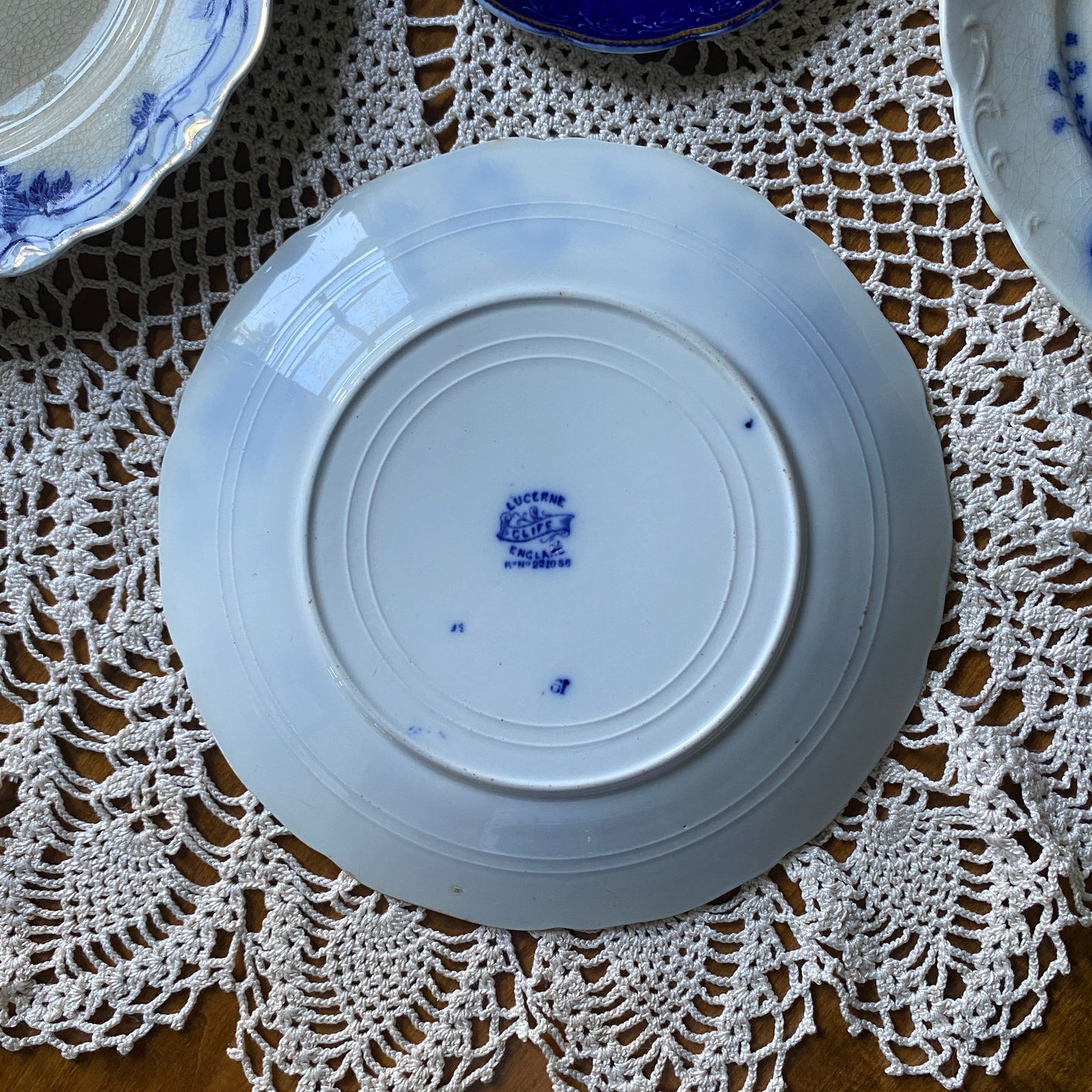 Flow Blue Plate by Cliff, Lucerne Pattern