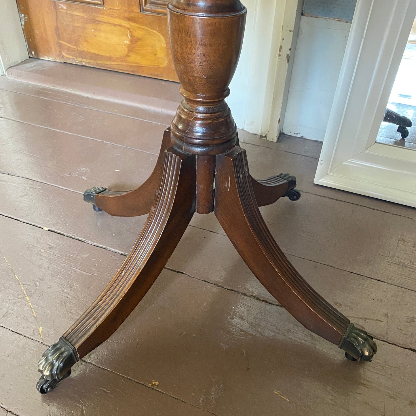 Leather Top Round Pedestal Table