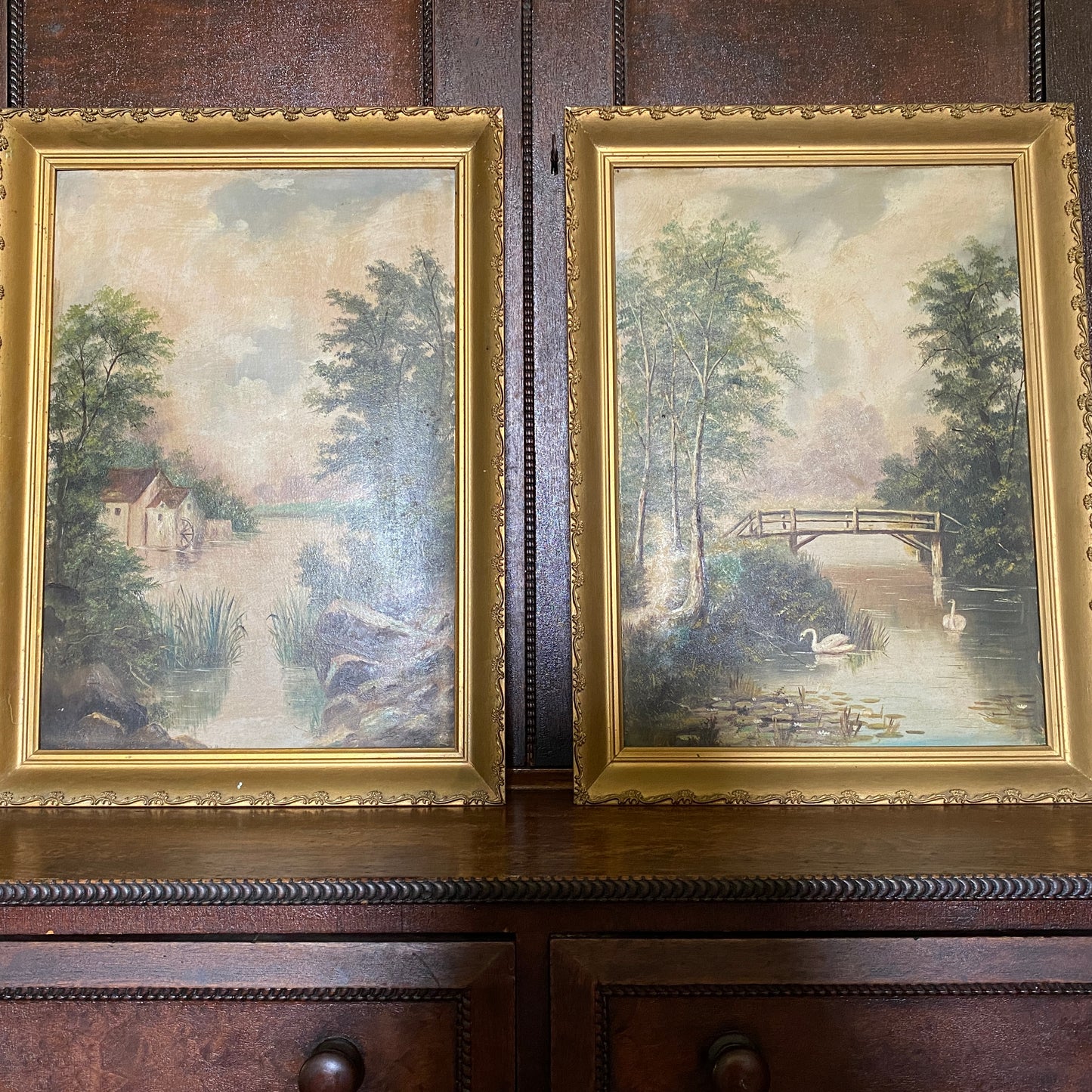 Pair of Framed Edwardian Oils on Card