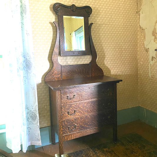Victorian 3 Drawer Dresser with Beveled Mirror