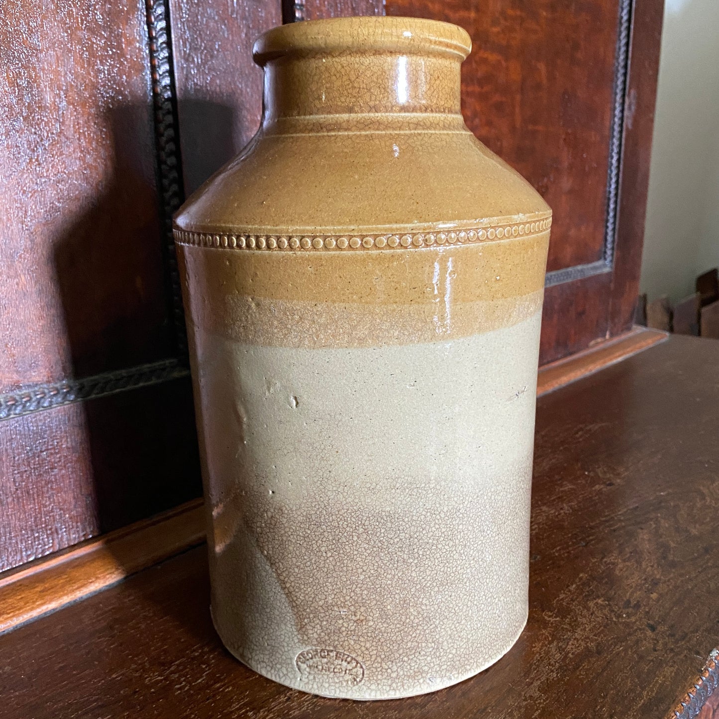 Antique Two Toned Utility Crock Stamped George Skey Wilnecote