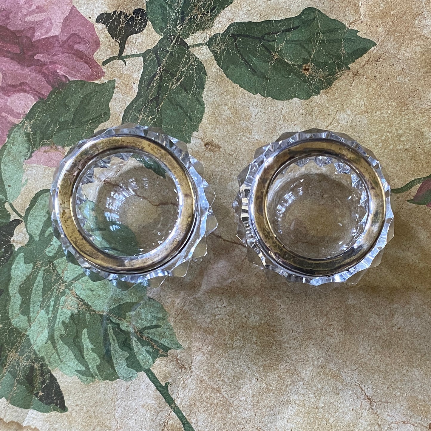 Pair of Sterling Rimmed Glass Salters