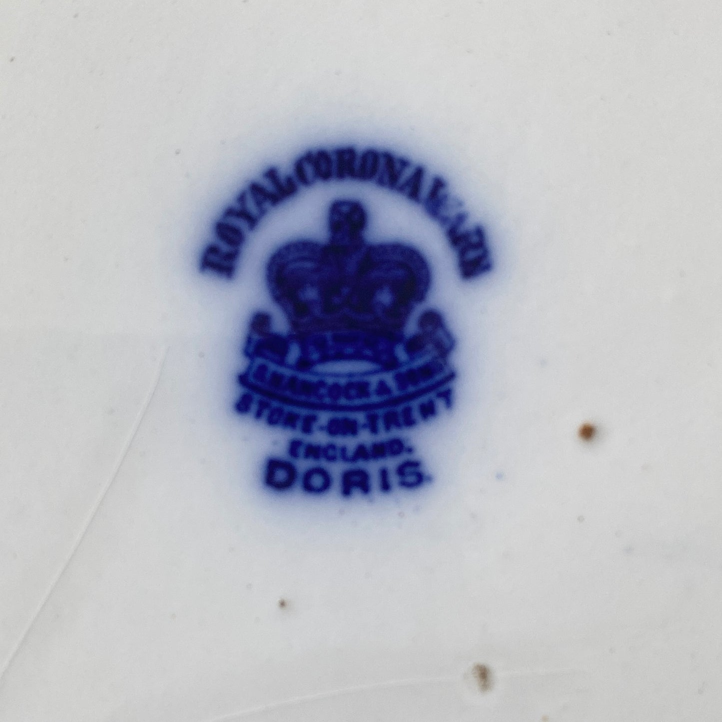 Flow Blue Royal Corona Ware 'Doris' Wash Basin and Pitcher