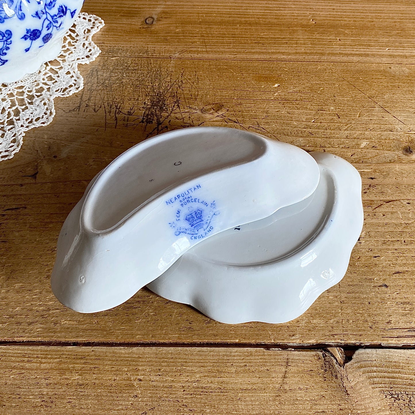 Pair of Flow Blue Candy Dishes