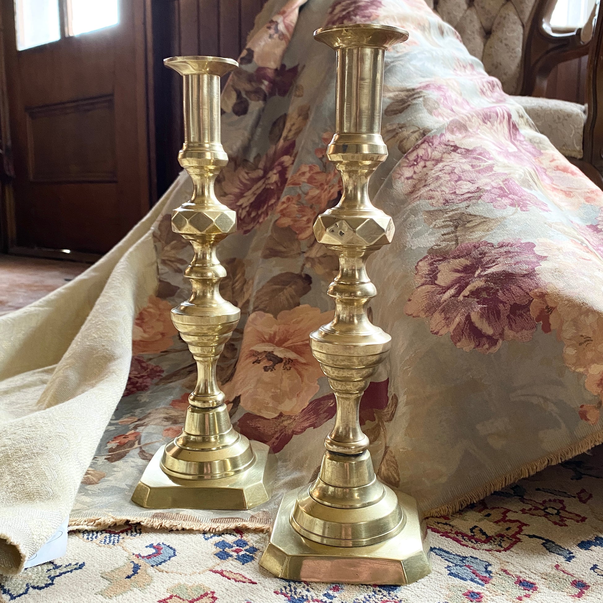 Antique Brass Pushup Candlesticks – Sarah Church Antiques & Vintage Wares
