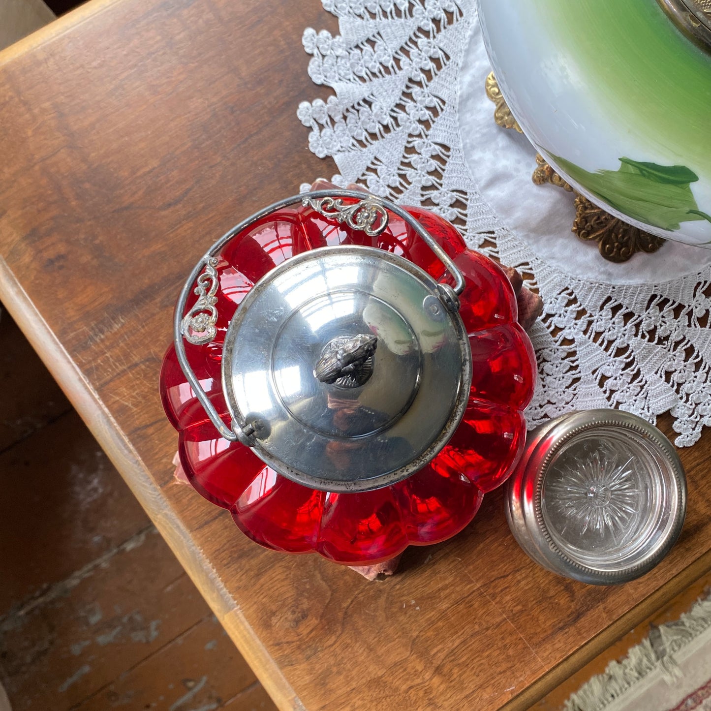 Victorian Ruby Glass Biscuit Jar