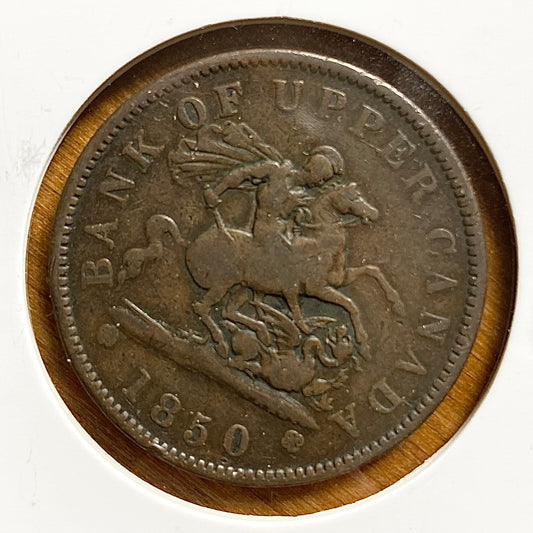 Bank of Upper Canada One Penny Bank Token 1850