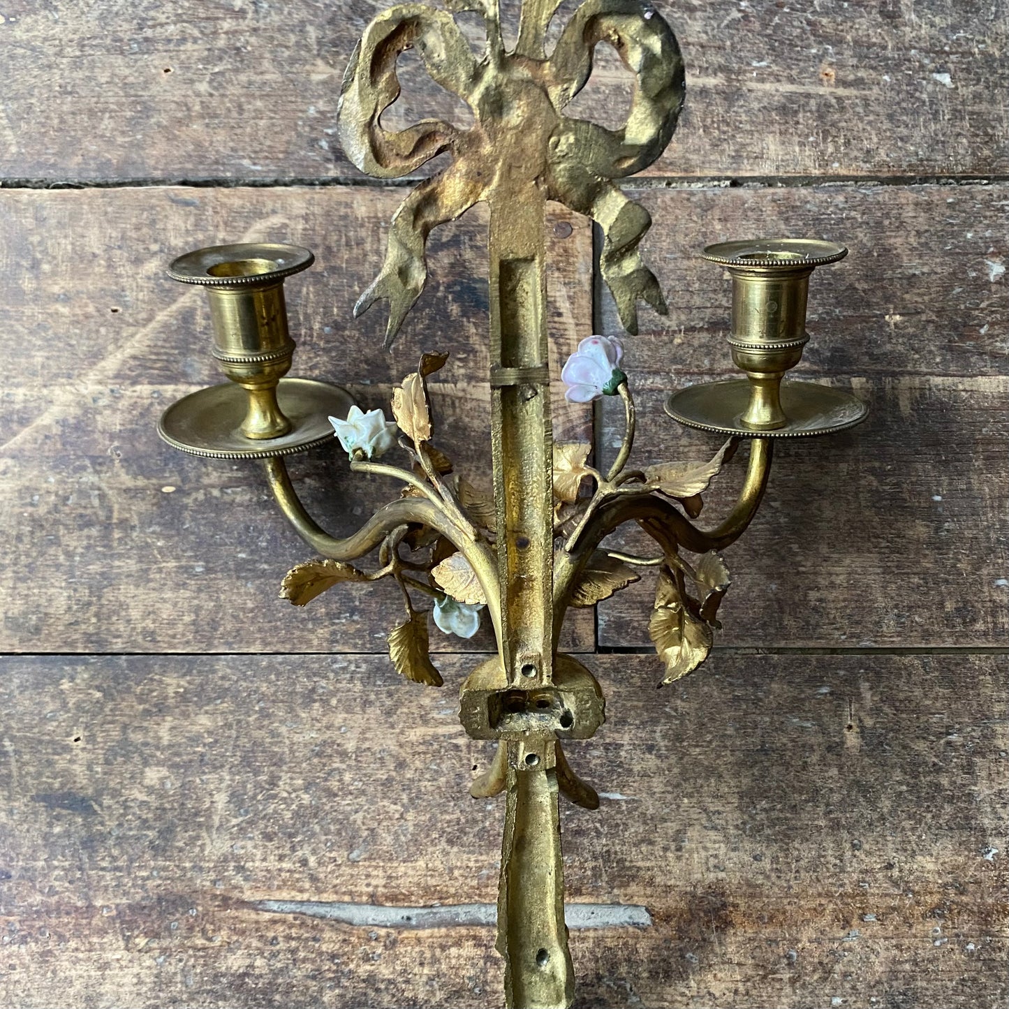 Pair of Antique Brass French Candle Sconces
