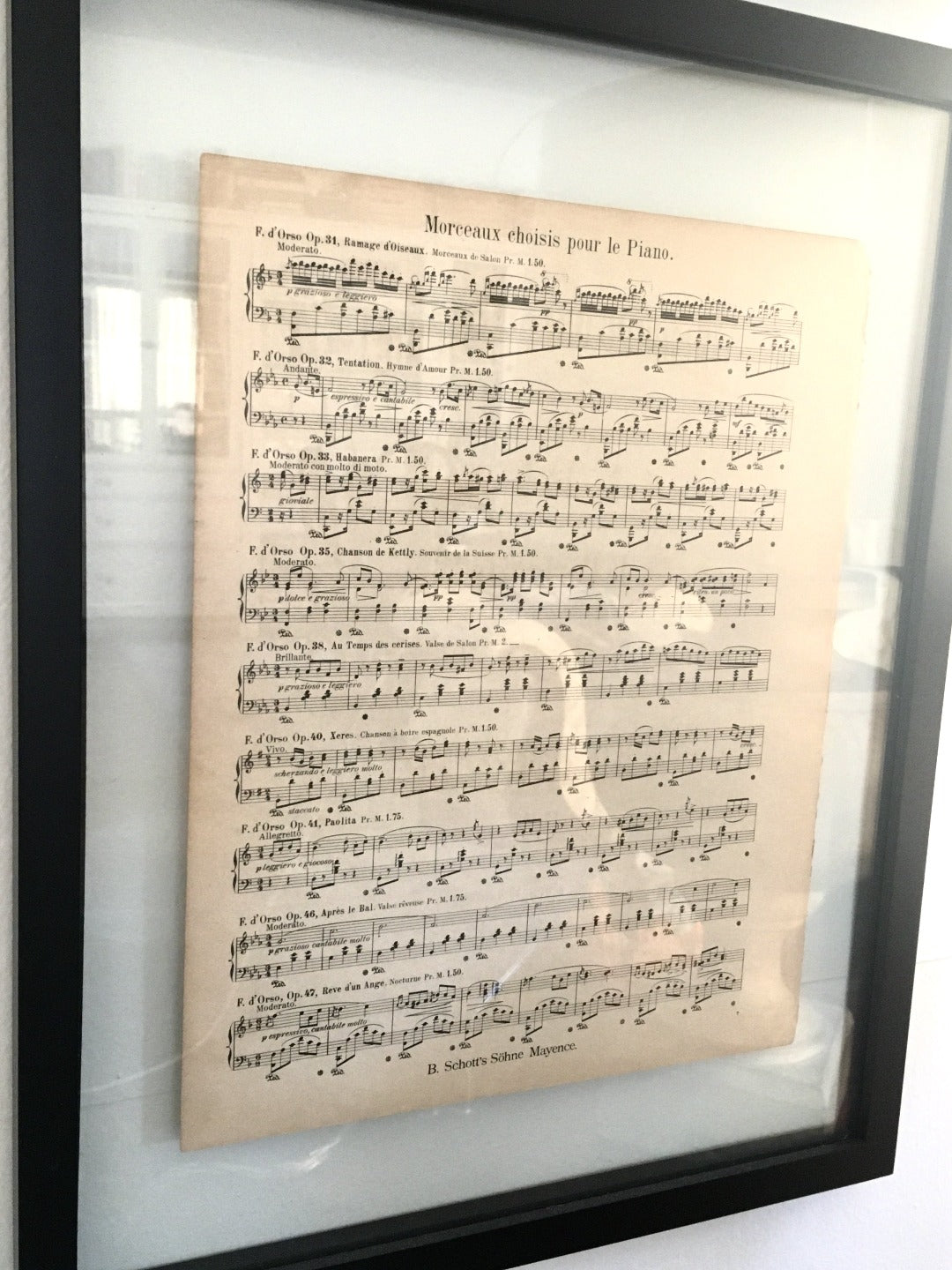 Antique Sheet Music in Floating Frames
