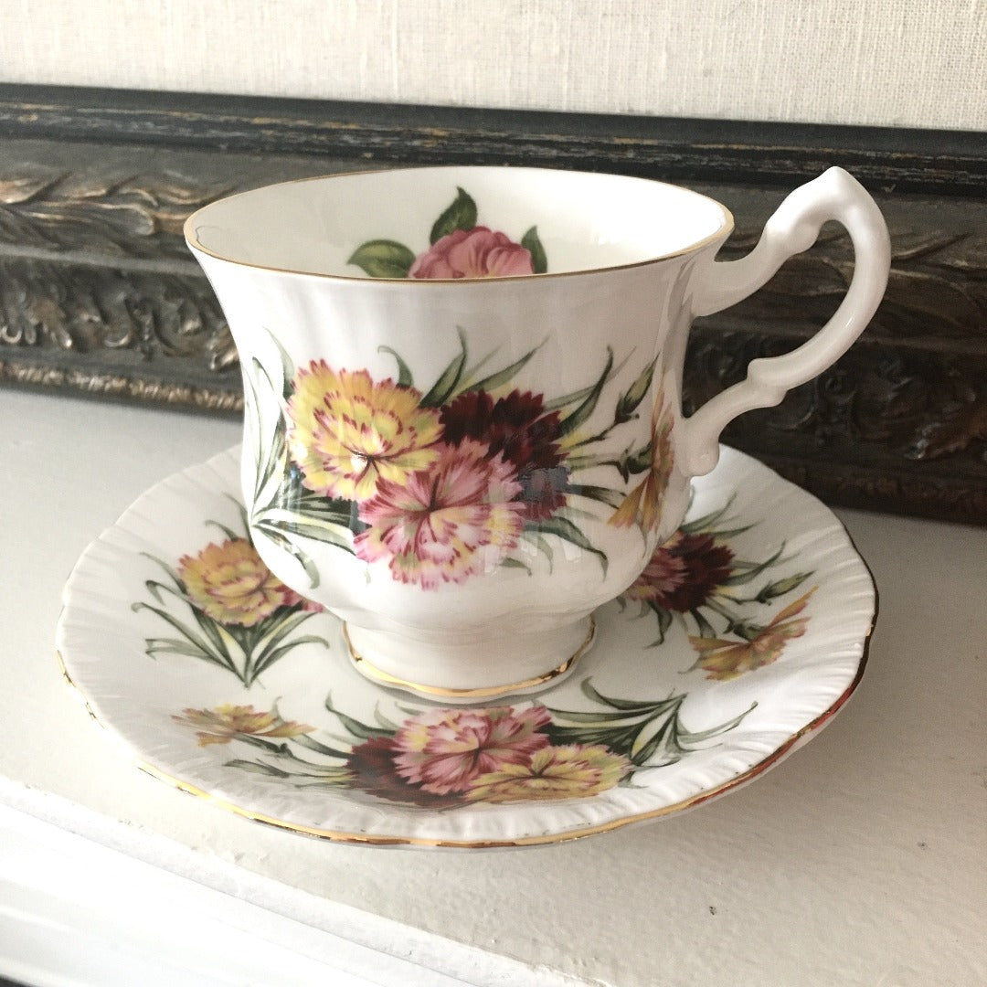 Paragon 'Carnation Bouquet' Teacup & Saucer