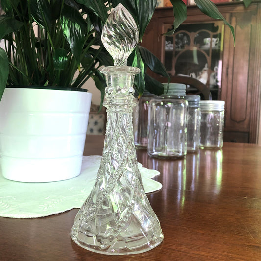 Early Pressed Glass Decanter, 9"