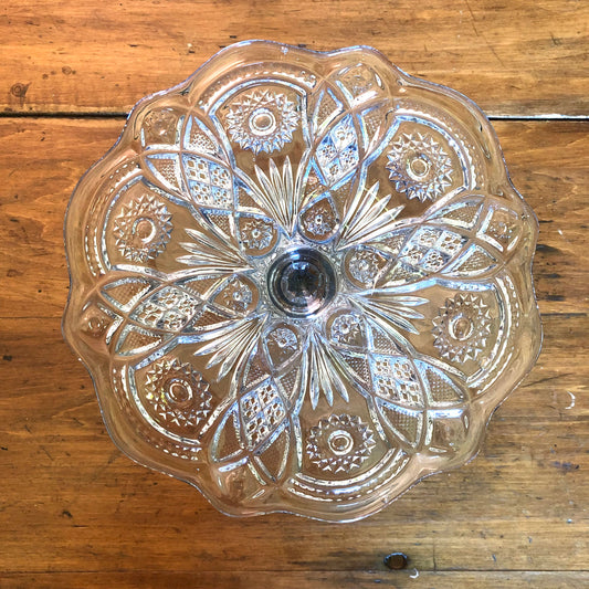 Early Pressed Glass Cake Stand, 8"