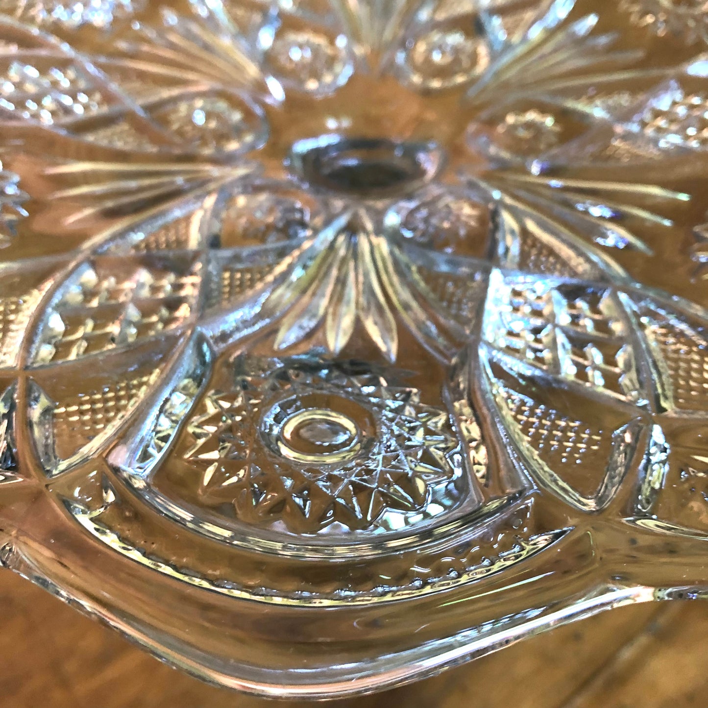 Early Pressed Glass Cake Stand, 8"