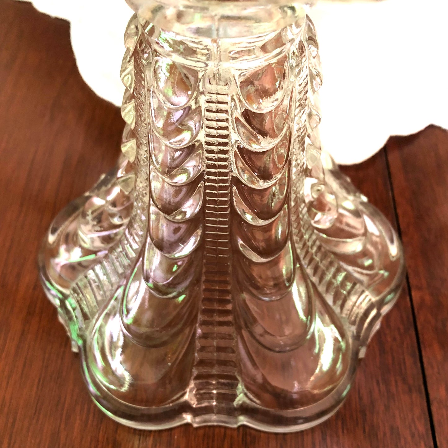 Early Pressed Glass Oil Lamp, 16-1/2"