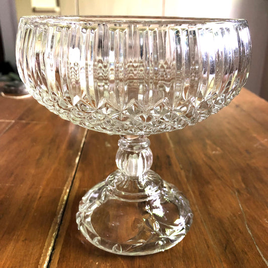 Early Pressed Glass Compote, 6-1/2"H