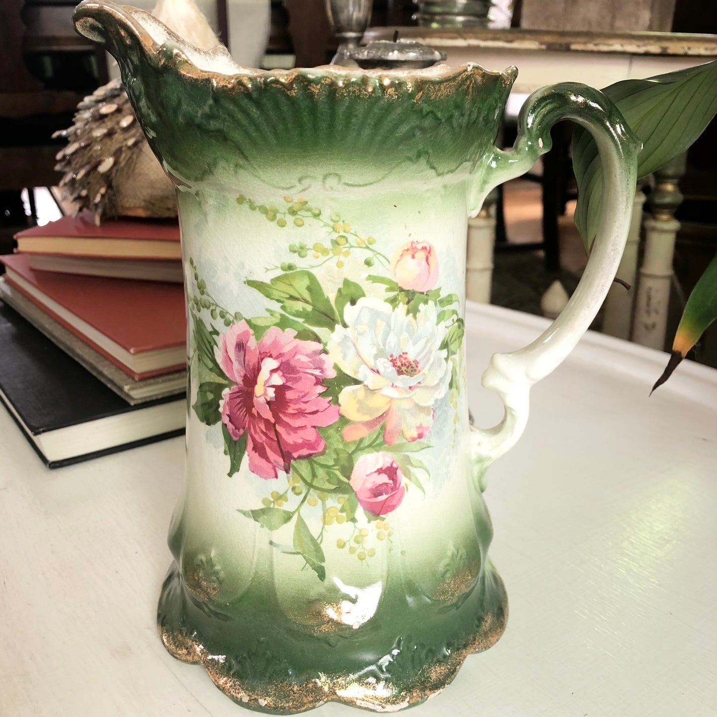 Victorian Hand Painted Porcelain Pitcher