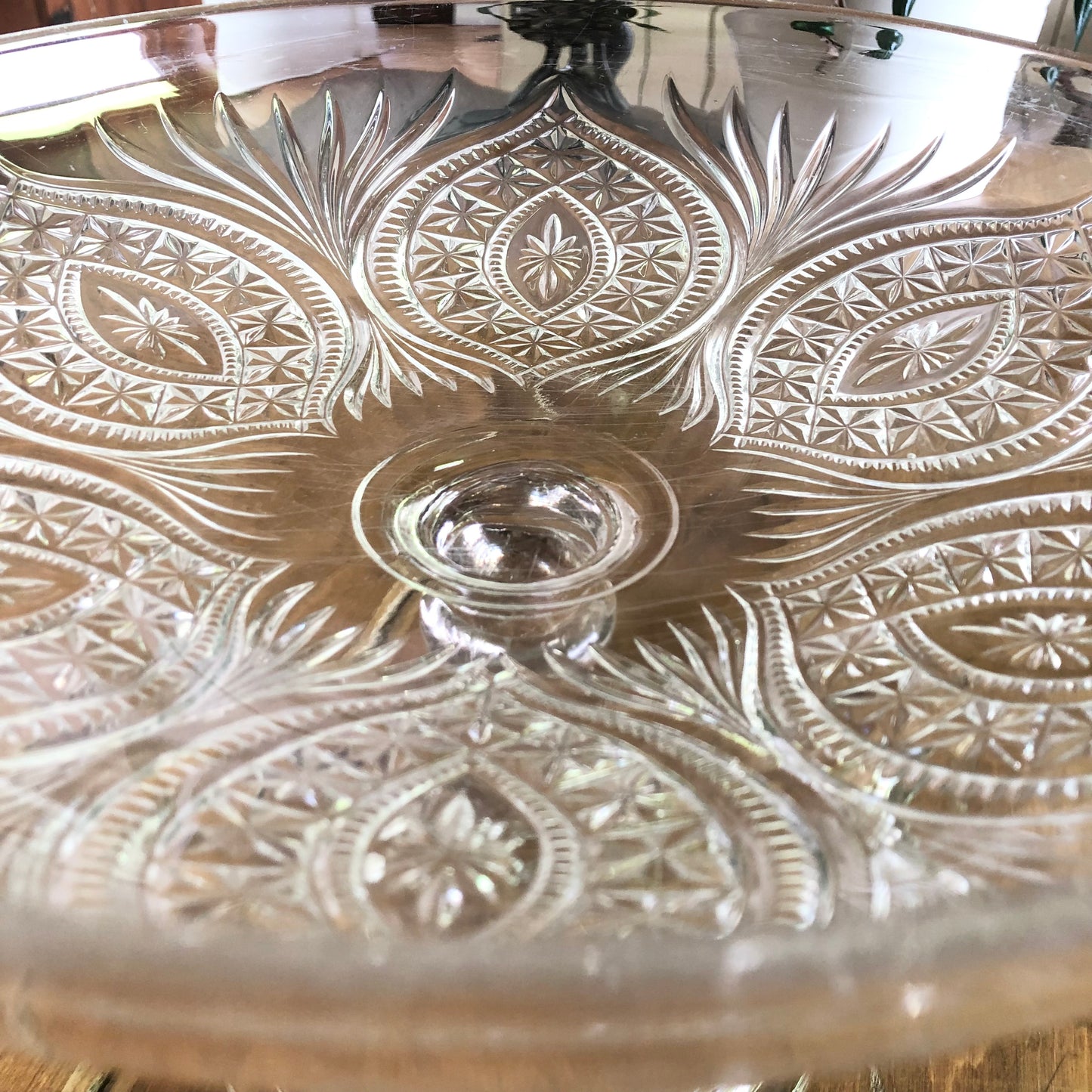 Early Pressed Glass Pedestal Bowl