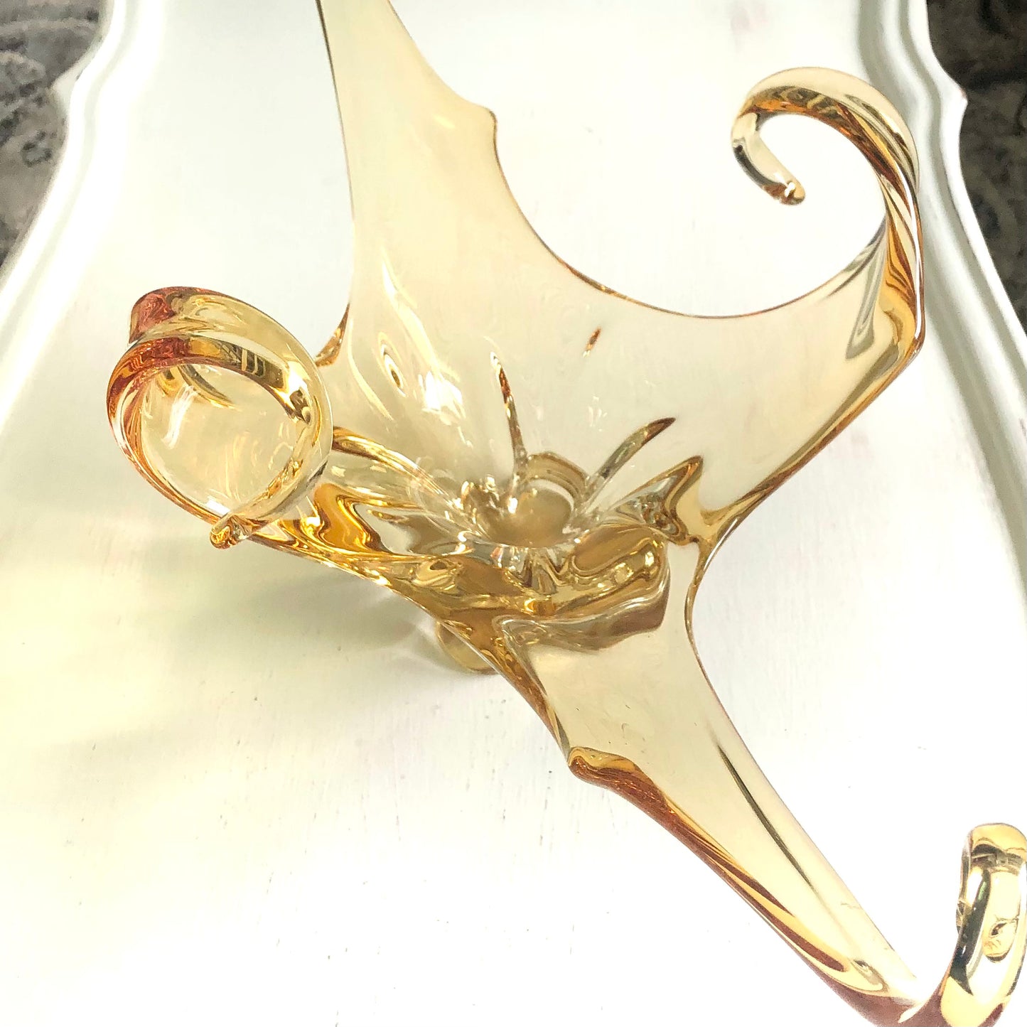 Chalet Art Glass Centrepiece Signed
