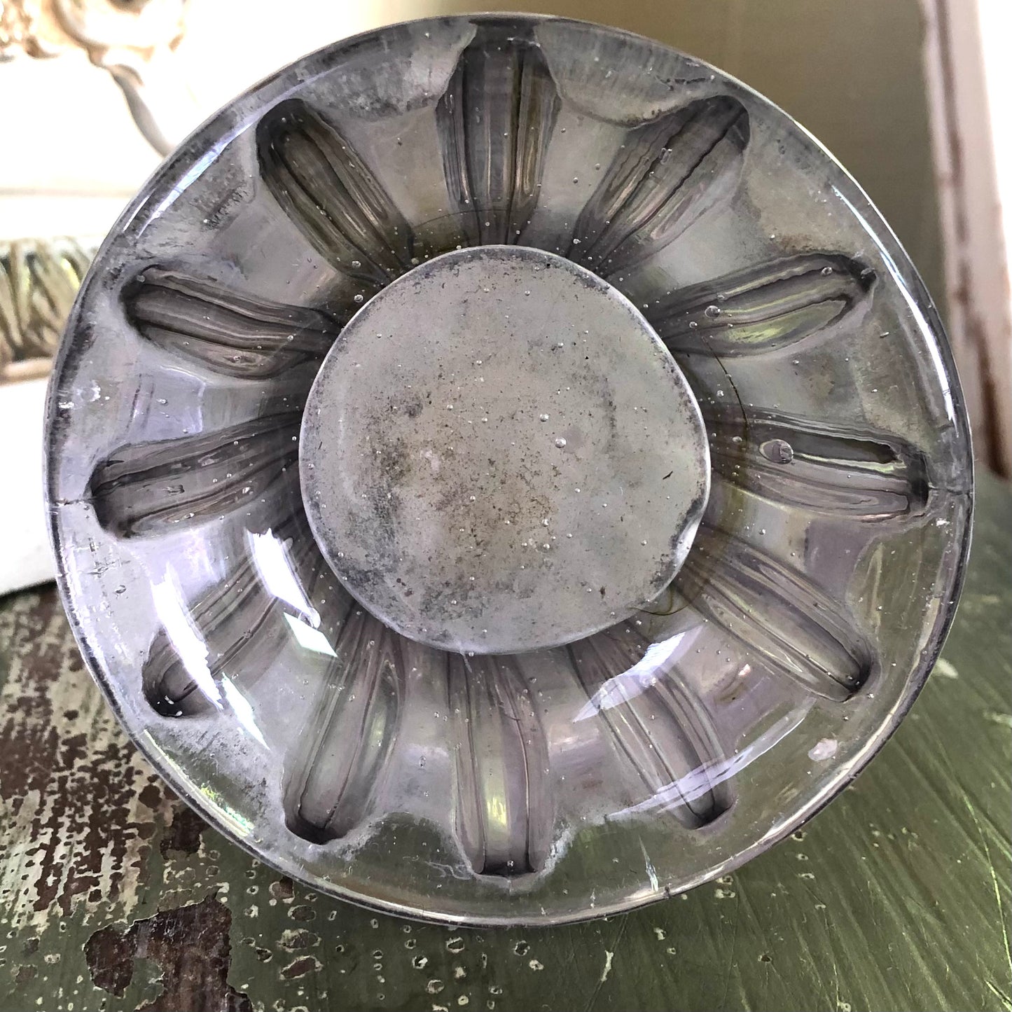 Pressed Glass Bud Vase, 17-1/2"