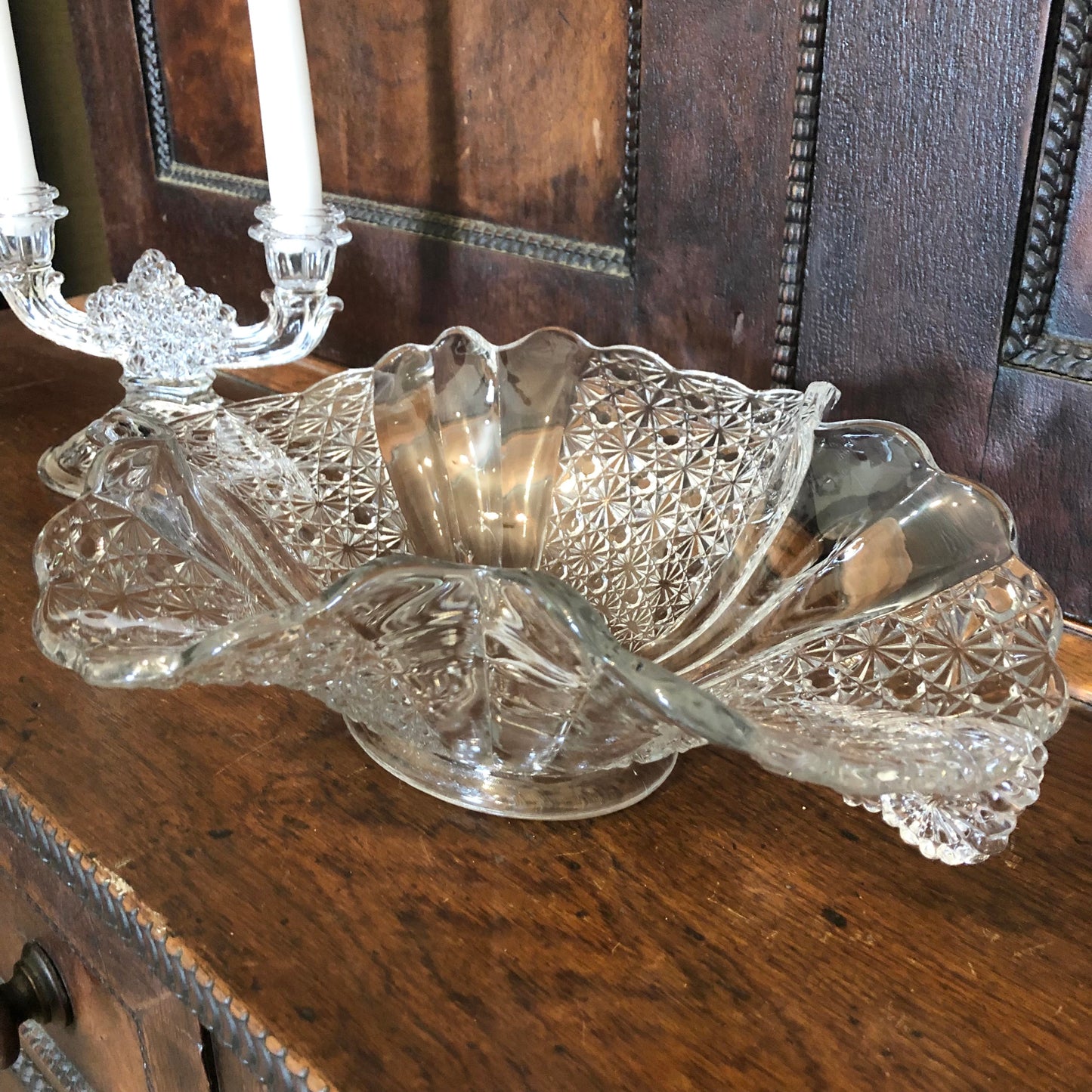 Fenton Daisy and Button Clear Console Set, 3 Piece