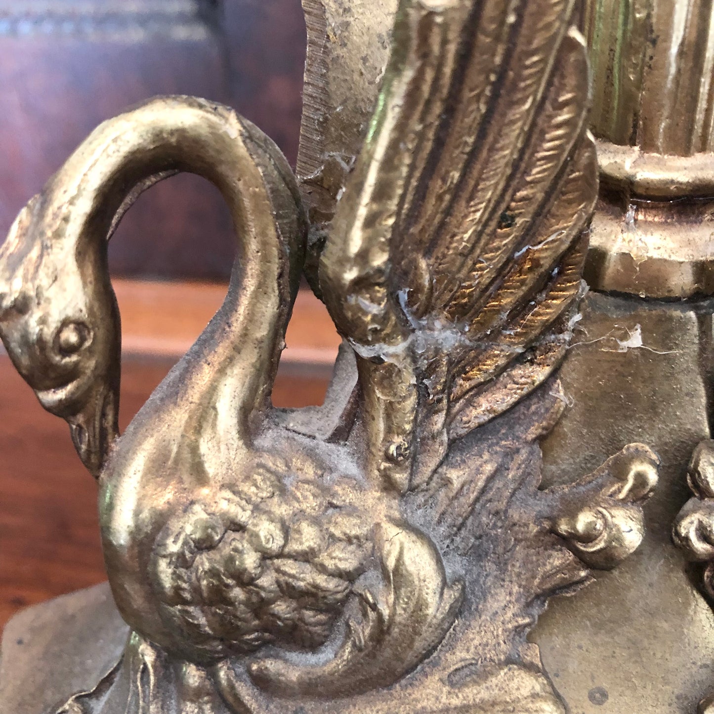 Belgian Bronze Swan Based Crystal Epergne