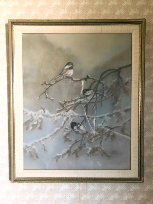 Framed 'Chickadee' Watercolour by Trudi