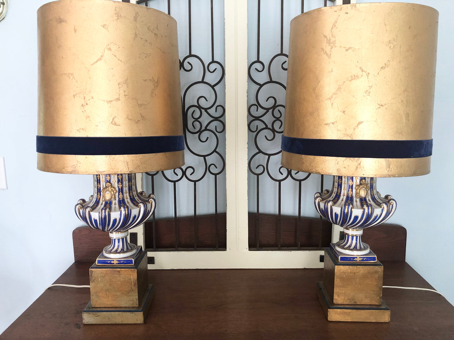 Antique Sevres French Table Lamps, Neoclassical Style